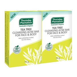 Thursday Plantation Tea Tree Face & Body Soap, Set of 2 (3.3 oz (95 g) x 2 / Solid Face & Body Soap), Australia, Tea Tree Oil, Facial Cleansing Soap (Off Cuticle/Pore Care), Sensitive Skin, Skin Care