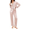Ekouaer Silk Satin Pajama Set for Womens Button Up Long