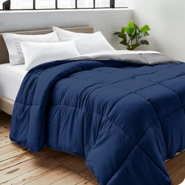 Bare Home Bare Home Extra Long Comforter - Reversible Colors - Goose Down Alternative - Ultra-Soft - Premium 1800 Series - All Season Warmth - Bedding Comforter (Twin/Twin XL, Dark Blue/Grey)