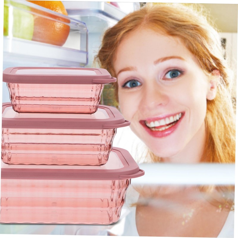 CHILDWEET Versatile Kitchen Storage Box Crisper Lunch Box 3pcs Airtight