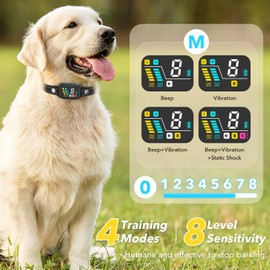 Bark Collar, Dog Bark Collar for Large Medium Small Dogs Smart Anti Barking Collar Rechargeable Training Collar IP67 Waterproof with 8 Adjustable Sensitivity Beep Vibration