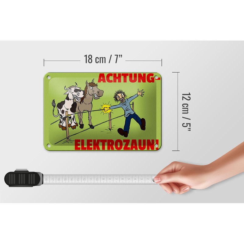FEMER Tin Sign 18 x 12 cm Animals Attention Electric