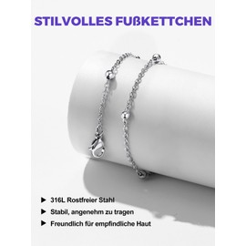 Richsteel Anklet Women's Anklets Jewellery Stainless Steel Gold/Black/Silver Petite Summer Foot Chain 22 cm + 5 cm Extension Chain Adjustable Size Chain