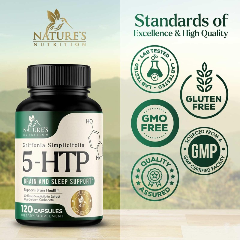 5HTP 200mg Capsules - 5 HTP Supplement Plus Calcium for
