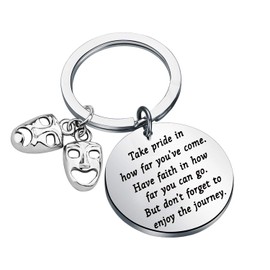 ENSIANTH Drama Keychain Theater Gifts Comedy Tragedy Masks Keychain Drama Graduation Gifts for Drama Students Actor Actress Gifts (silver)