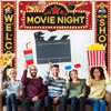 3Pcs Movie Night Porch Sign Banner Movie Theme Theater Welcome