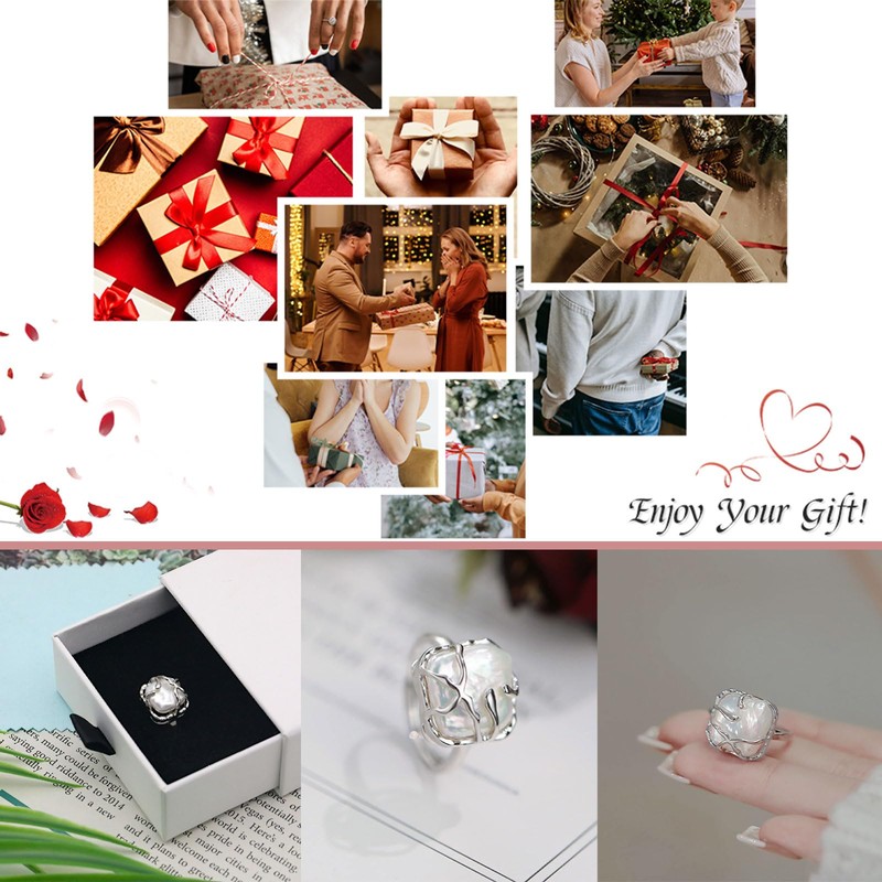 Kinretixia® Irregular Pearl Women's Silver Ring Grace Baroque Pearl Ring
