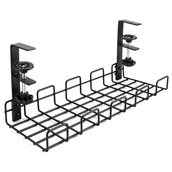 QWORK Under Desk Cable Management Tray, 15.7'' No Drill Steel