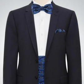 Paisley Cummerbund and Bow Tie Set Adjustable Formal Men's Cumberbund Tuxedo Bowtie Cufflinks Set & Pocket Squares