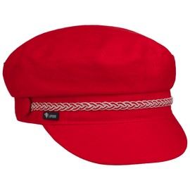 Lipodo Leinen Elbsegler - Maritime Chic - Plain Hat - Captain's Hat Made of Linen - Made in Italy - Women - Spring/Summer, red