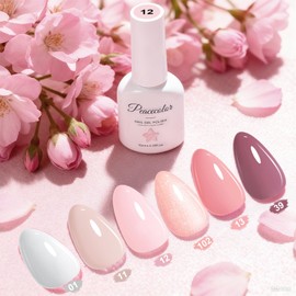 PEACECOLOR UV Nail Polish Set, 6 Colours, Nude Pink White Nail Polish Gel for DIY Nail Art Kit, Soak-Off Nails Set, Nail Polish, Manicure Set for Beginners, 10 ml Gel Nail