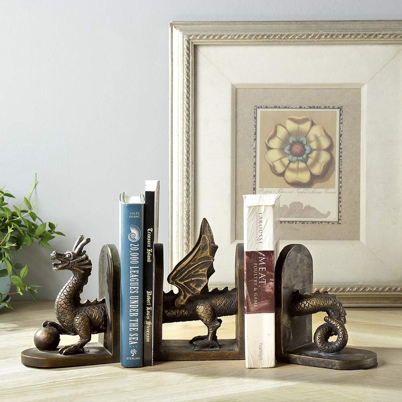 Mythical Dragon Bookend Trio