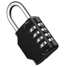 Puroma Combination Lock 4 Digit Waterproof Locker Locks Secure Outdoor Padlock for Gym Lockers, Toolboxes, Gates, Fences, Storage, Sports Locker (Black)