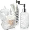 RYTOXILO Bathroom Accessories Set, 4 Pack Clear Glass Bath Accessory