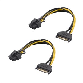 Cable Matters 2 Pack SATA to 8 Pin PCIe (6+2 Pin) Power Cable (8 Pin to SATA Power Cable/SATA Power 15 Pin to 8 Pin PCI) - 18cm