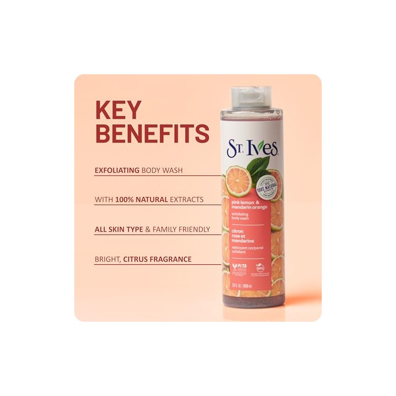 St Ives Body Wash Pink Lemon + Mandarin Orange 22