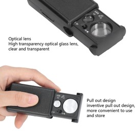 Hztyyier Lupa Deslizante para Joyería, Lupa 30X 60X, Lente de Vidrio óptico, Lupas con Luz LED, Lámpara Detectora de Dinero para Evaluación, 3.9 X 1.6 Pulgadas