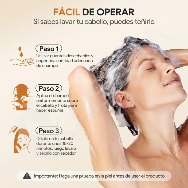 Shampoo Tinte Instantáneo Cubre Canas 3en1 Natural Jengibre