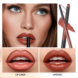Matte Lipstick Lip Liner Set - 2PCS Long Lasting Waterproof Non-Stick Cup Lipstick Lipliner Sets for Women Girls Daily Makeup (3#, 20g)
