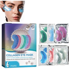 Mascarillas para ojos, 12 unidades, para reducir las arrugas, los ojos hinchados y las ojeras, geles de colágeno marino natural para ojos, parches para hidratar el rostro
