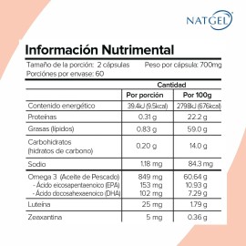 Luteína Zeaxantina + Omega 3 | 120 Cápsulas 700 mg | Nutrición Diaria para Vista y Mente | Natgel