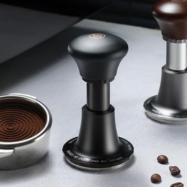CUFEJORO Coffee Expresso Hand Tamper Wooden Handle 3 Spring Loaded Calibrated 30lbs Sound Feedback for Espresso Machine 58mm Black