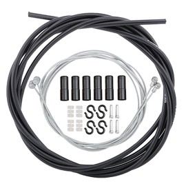 EUZUXU Bicycle Brake Cable Set, Brake Cable Set for Bicycle, Front Wheel Brake and Rear Brake, Handbrake Cable End Caps, S Hooks, for Mountain Bike, Road Bike, Black