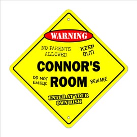 Connor's Room Sign Crossing Zone Xing | Indoor/Outdoor | 12" Tall Kids Bedroom Decor Door Children's Name boy Girl