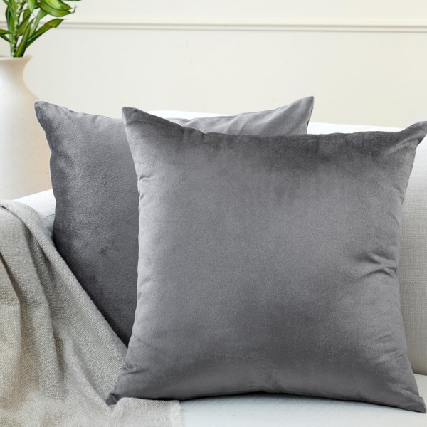 Velvet Throw Pillow Covers 18x18 in (45x45 cm) - Grey