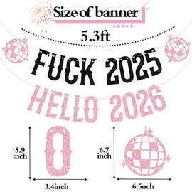 Banner de Hola 2026 con Purpurina Negra para Celebrar el Año Nuevo 2025. Decoraciones para Fiestas navideñas y navideñas.