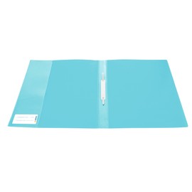HERMA 19492 File Folder A4 Translucent Light Blue, Pack of 3, Plastic Folder with Labelling Label, Slip Pocket & Metal Stapling Tongue, Sturdy Plastic File Folder Set for School and Office