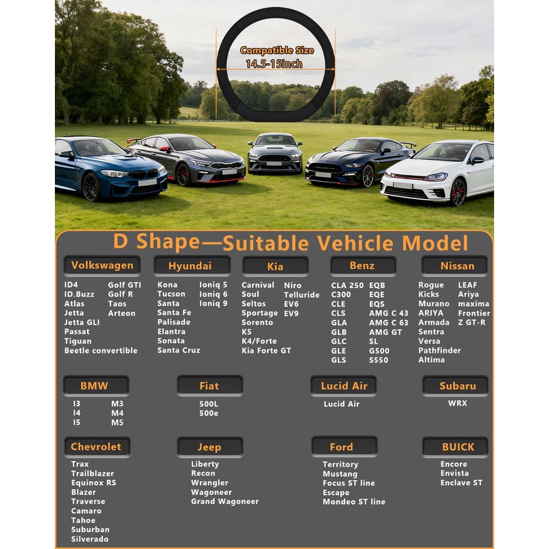 Cxtiy D-Shaped Flat Bottom Steering Wheel Cover for Women Girl