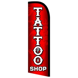 Vista Products Tattoo Shop Premium Windless Polyknit Feather Flag (3 x 11.5 feet)