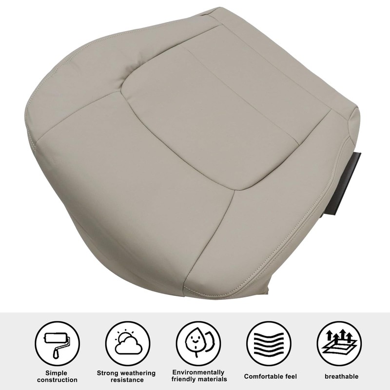 SecosAutoparts Ivory Tan Front Driver Side Bottom Microfiber Leather Seat