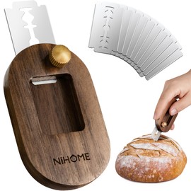 NiHome Bread Lame with Extractable Blade and Magnetic Back, Push-Pull Design for Secure Blade Locking, Easy-to-Use Walnut Wood Handle, Perfect for Dough Scoring, Bread, Pastries, and Food Cutting