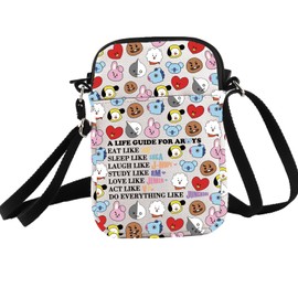 PXTIDY Korean Group Army Music Crossbody Bag Music Team Army Members Fans Gift K-pop Characters Zipper Crossbody Bag, beige