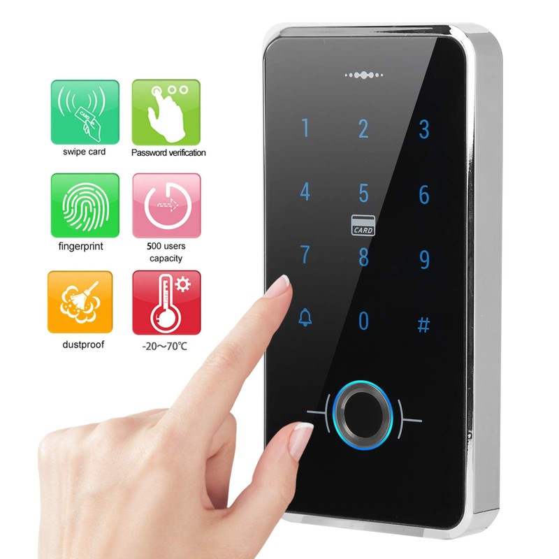 Keyless Entry Door Keypad, Touch Screen Fingerprint Password Card Reader