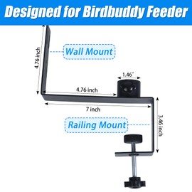 Metal Mount for Bird Buddy Smart Feeder, Wall and Railing Mounting Bracket