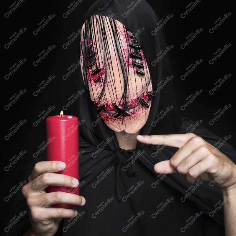 Máscara Sonriente Sangriento Smiley Disfraz Halloween Creepy Color Nude Smile