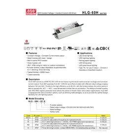 MEAN WELL HLG-60H-24B 60W 2.5A 24V Constant Voltage + Constant Current LED Driver