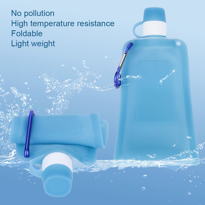 500ml Portable Foldable Water Bottles Collapsible Silicone Water Pouch for