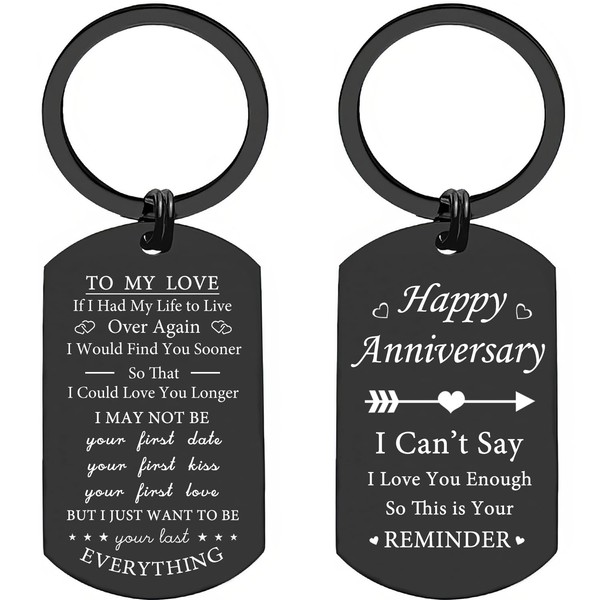 Shoneep Anniversary Engraved Keychain for Boyfriend & Husband, Anniversary Keychain
