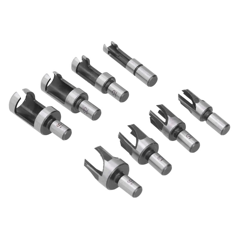 8Pcs Wood Plug Drill Bit Cutter Carbon Steel Industrial Barrel
