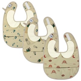 Hello Hippo Set of 3 Waterproof Baby Bibs Collection Bag - Elegant Protection for Babies | Adjustable Bibs Unisex 4-12 Months, Peter Pan Collar