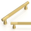 Talentedeco 10 Pack Brushed Gold Knurled Cabinet Pulls 5 Inch(128mm)