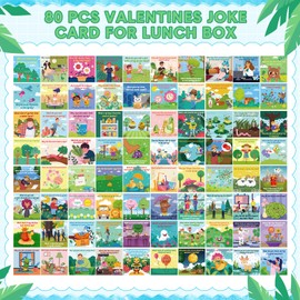 TecUnite 80 Pcs Spring Joke Cards Lunchbox Jokes Riddle for Fun Holiday Lunch Box Joke Cards for Spring Easter Party Game