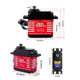 55kg Brushless Waterproof IP68 RC Digital Servo, High Torque, 7.4V Motor Helical Gear Angle-Controlled 180/270 /360 Degree Robot Servo for 1:8 1:10 TRX6 Scx10 RC Crawler (180 Degree)