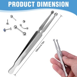 Mumjooyi Piercing Pliers Piercing Ball Holder Pliers Piercing Needle Earrings Yourself Piercing Set Septum Pliers for Cartilage Nose Labret and Helix Piercings, Stainless Steel, No