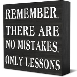 "No Mistakes" Motivational Wood Sign - Empowering Office Desk Decor for Her - Rustic Farmhouse Wood Block Plaque - Inspirational Shelf Decor Gift (5x5 Inch)