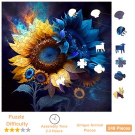 Jozutoyz Jozutoyz Wooden Puzzle for Adults, 248 Piece Unique Animal Shaped Wooden Jigsaw Puzzles, Wooden Puzzle Adults Family Game Gift for Adults and Teenagers (11.2 * 11.2in)